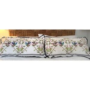 Set of  2 Ted Baker Highgrove Hummingbird Floral King Pillow Shams